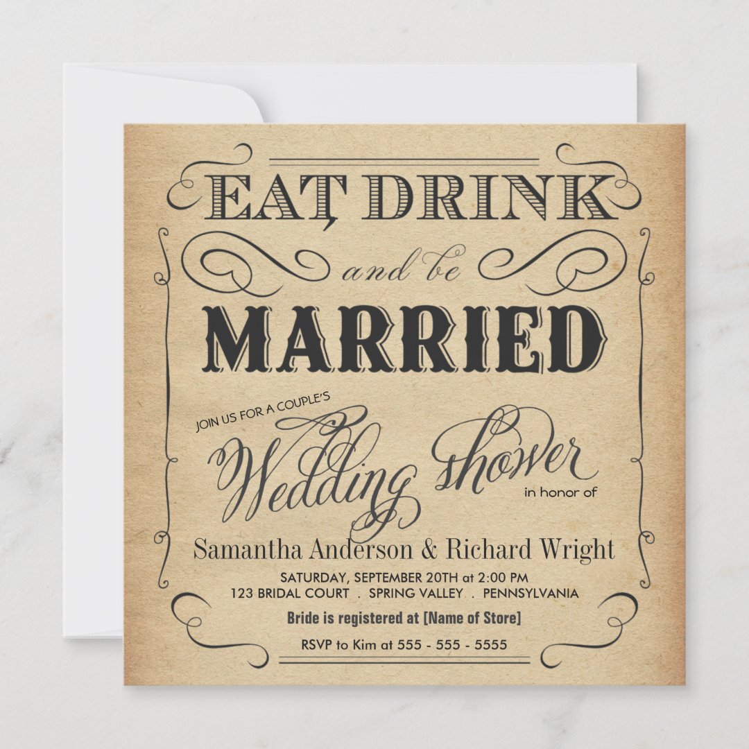 Rustic Vintage Wedding Shower Invitations Zazzle