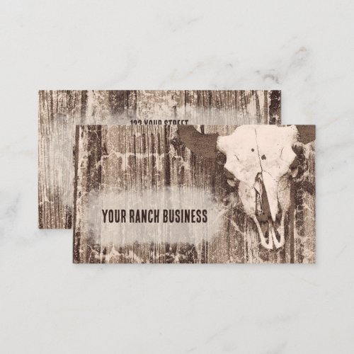 Rustic Vintage Western Brown Bull Skull Business Card