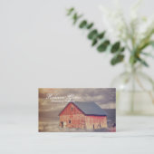 Rustic vintage western country farm red barn business card (Standing Front)
