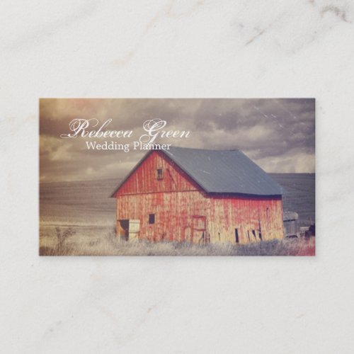 Rustic vintage western country farm red barn business card