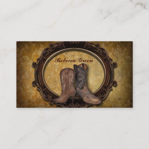 rustic vintage western country fashion cowboy business card