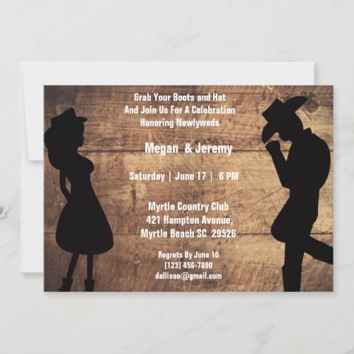 Rustic Vintage Western Couple Theme Reception    Invitation