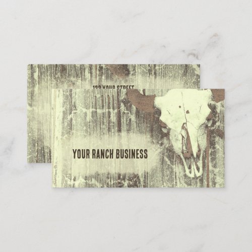 Rustic Vintage Western Old Style Bull Skull Business Card