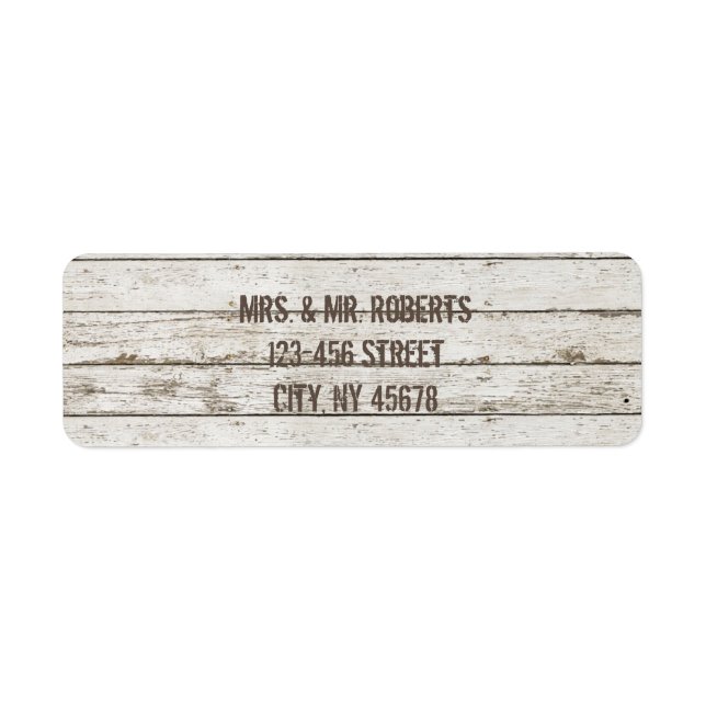 rustic  vintage white barn wood barn wedding label (Front)