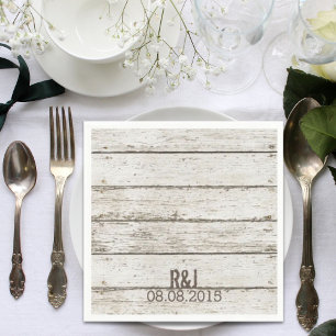 rustic vintage white barn wood barn wedding paper napkins