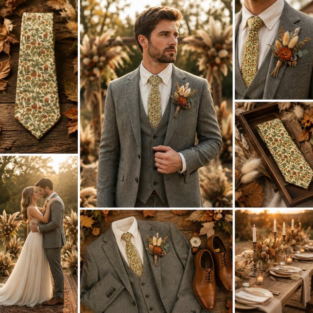 Rustic Vintage Wildflower Vine Neck Tie (Creator Uploaded)