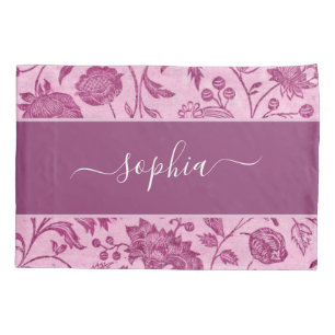 Rustic Vintage Wildflowers Purple Floral Pillow Case