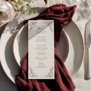 Rustic Vintage Wine Floral Frame Wedding Menu