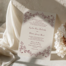 Rustic Vintage Wine Floral Line Art Wedding