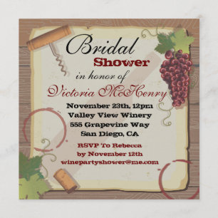 Rustic Vintage Wine Tasting Bridal Shower Invitation