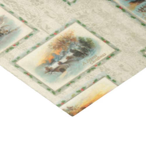 Rustic Vintage Winter Landscape Collage Tissue Paper