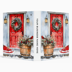 Rustic Vintage Winter Red Christmas Door Wreath 3 Ring Binder