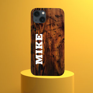 Rustic Vintage Wood & Custom Name,Minimalist iPhone 13 Case