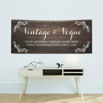 Rustic Vintage Wood Elegant Country Farm Boutique Banner by CyanSkyDesign at Zazzle