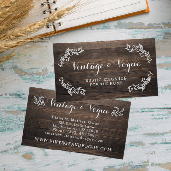 Rustic Vintage Wood Elegant Country Farm Boutique Business Card by CyanSkyDesign at Zazzle