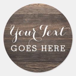 Rustic Vintage Wood Elegant Country Farm Boutique Classic Round Sticker ...