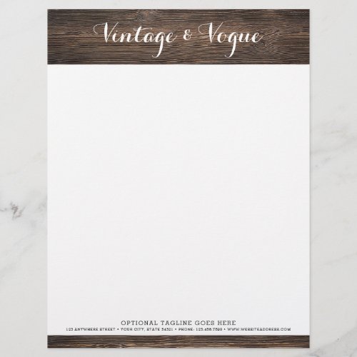 Rustic Vintage Wood Elegant Country Farm Boutique Letterhead