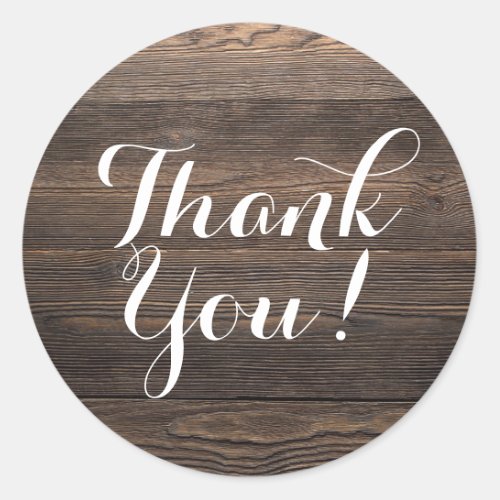 Rustic Vintage Wood Elegant Country Farm Thank You Classic Round Sticker