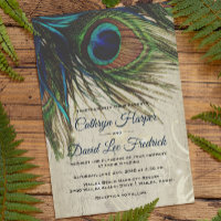 Rustic Vintage Wood Navy Turquoise Peacock Wedding