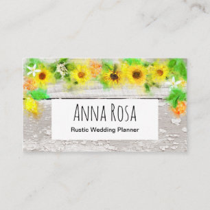 Rustic Vintage Wood Sunflowers Lemons Citrus Business Card