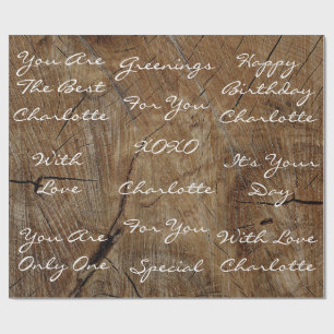 Rustic Vintage Wood White Velvet Personalized Wrapping Paper