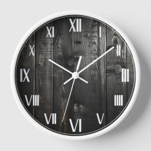 Rustic Vintage Wooden Black Farmhouse Clock