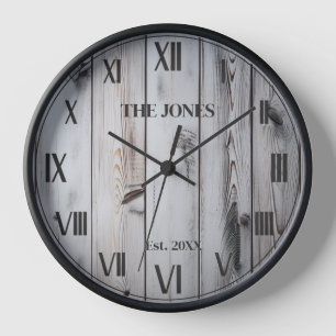 Rustic Vintage Wooden White Farmhouse Clock