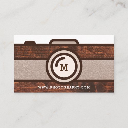 Rustic Vintage Woodgrain Photography Camera Business Card