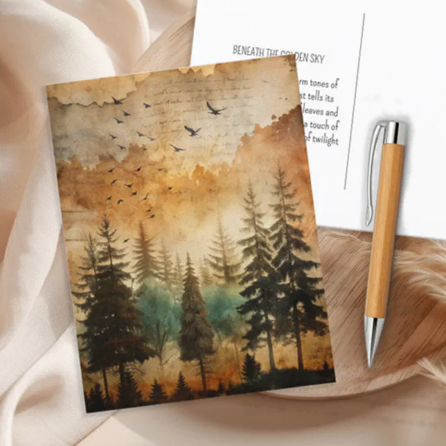 Rustic Vintage Woodlands Nature Forest Sunset Postcard | Zazzle