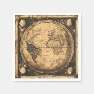 Rustic Vintage World Map Globe (6) Napkins