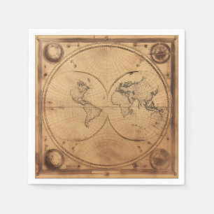 Rustic Vintage World Map Globe Napkins