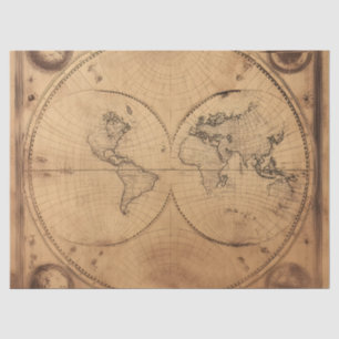 Rustic Vintage World Map Globe Tissue Paper