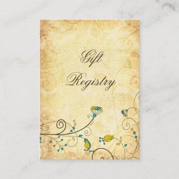 rustic vintage yellow floral Gift registry  Cards