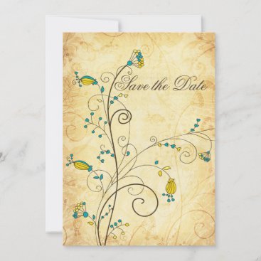 rustic vintage yellow floral Save the dates Save The Date