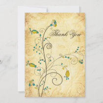 rustic vintage yellow floral wedding Thank You Invitation