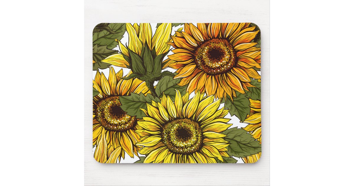 Rustic Vintage Yellow Orange Sunflowers Mouse Pad | Zazzle