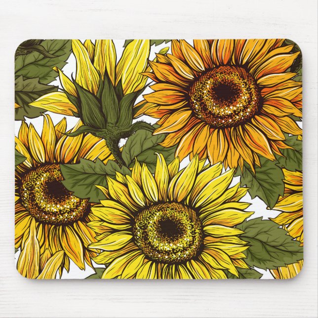 Rustic Vintage Yellow Orange Sunflowers Mouse Pad (Front)