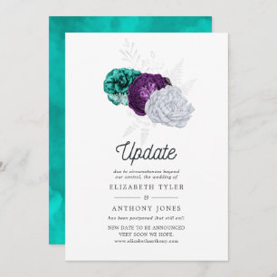Rustic Violet and Turquoise Floral Wedding Update Invitation