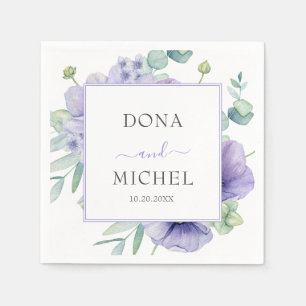 Rustic Violet Summer Wild Floral Wedding Napkins