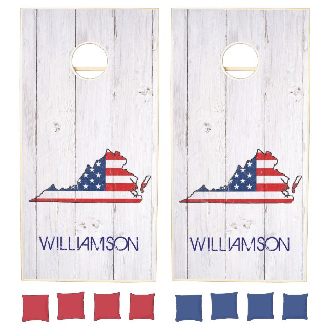 Rustic Virginia Red White Blue Flag July 4th Cornhole Set (Set)
