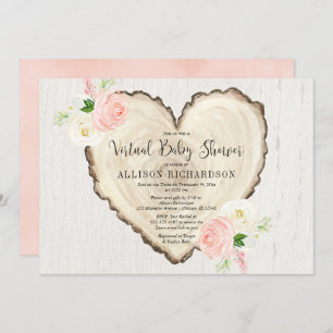 Rustic Virtual Baby shower girl Valentines Day Invitation
