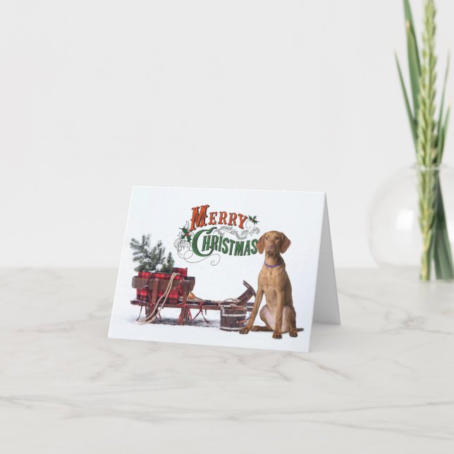 Rustic Viszla Christmas Card (Front)
