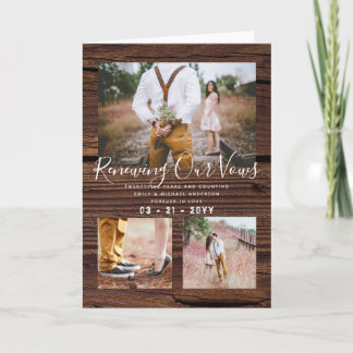 Rustic Vow Renewal Anniversary Photo Collage Card