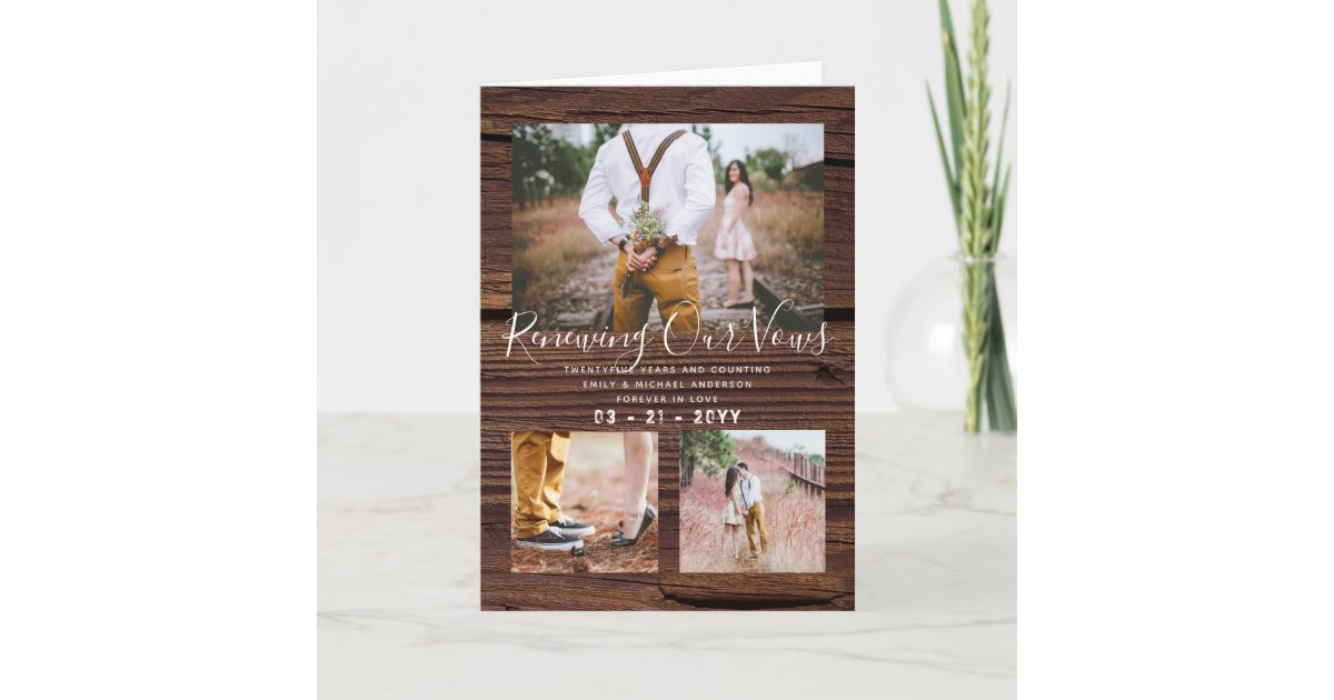 Rustic Vow Renewal Anniversary Photo Collage Card Zazzle.com