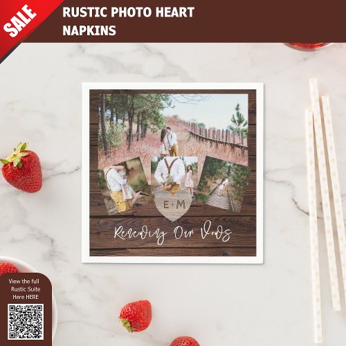 Rustic Vow Renewal Anniversary Photo Collage Party Napkins