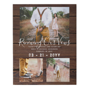 Wedding Vow Canvas Art Prints Zazzle Rustic Vow Renewal Anniversary Photo Gift Idea Faux Canvas Print