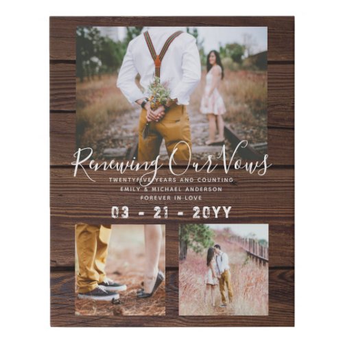 Rustic Vow Renewal Anniversary Photo Gift Idea Faux Canvas Print