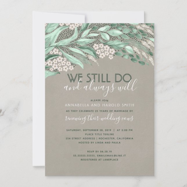 Rustic Vow Renewal Wedding Anniversary Greenery Invitation (Front)