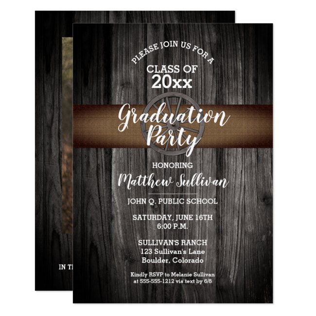 Rustic Wagon Wheel Class of 2020 Graduation Party Invitation