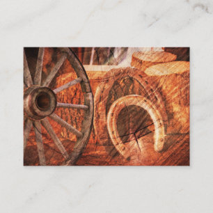 Rustic Wagon Wheel Horseshoes Western Style Enclosure Card
